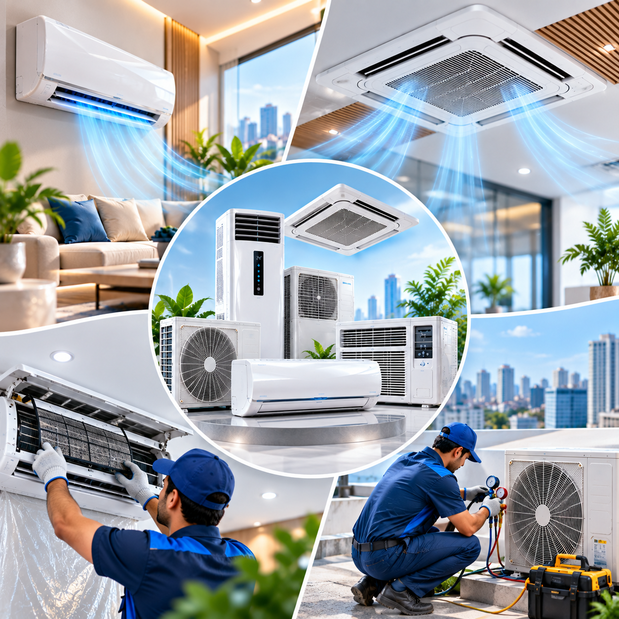 Professional technician working on an air conditioning system